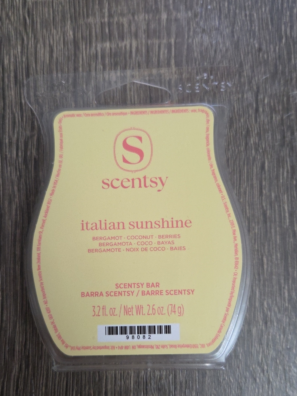 Scentsy Italian Sunshine Wax Bar - Yellow